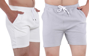 GTwo Solid Men White, Grey Basic Shorts