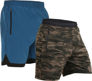 Kyk Solid Men Green, Blue Sports Shorts