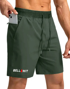 Bellwit Solid Men Green Casual Shorts