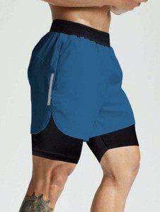 CULISH Color Block Men Blue Sports Shorts, Gym Shorts