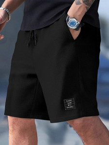 KAJARU Self Design Men Black Regular Shorts