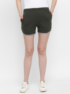 Alan Jones Solid Women Green Dolphin Shorts