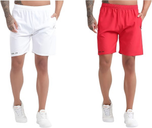 BLUE STAR SHARK Solid Men White, Red Casual Shorts