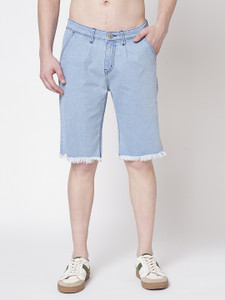 GUTI Solid Men Blue Denim Shorts
