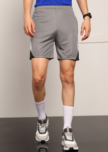 Lemona Solid Men Grey Sports Shorts