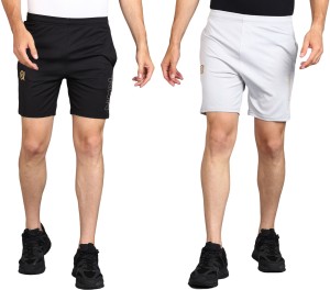 Lemona Printed Men Black, Silver Sports Shorts, Gym Shorts, Regular Shorts