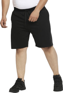 Vaishvik Solid Men Black Basic Shorts, Bermuda Shorts, Night Shorts, Regular Shorts