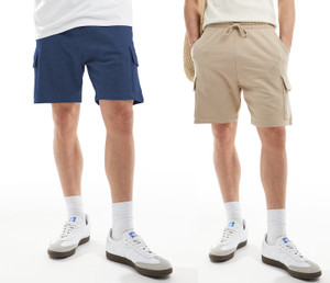 GYRFALCON Solid Men Beige, Blue Cargo Shorts