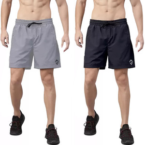 CROSS SPIRIT Solid Men Grey, Black Sports Shorts