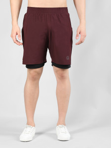 CHKOKKO Solid Men Maroon Running Shorts