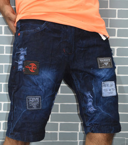 HUNCHMAN Self Design Men Denim Blue Denim Shorts