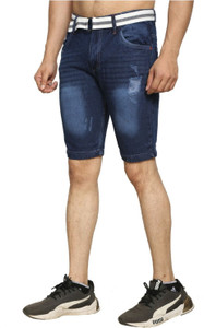 Masher Solid Men Denim Dark Blue Denim Shorts