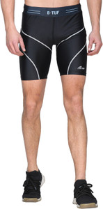 B-Tuf Solid Men Black, Grey Compression Shorts