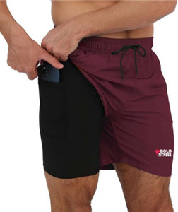 BOLD FITNESS Solid Men Maroon Sports Shorts