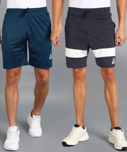 Adrenex Color Block Men Dark Grey, Dark Blue Basic Shorts