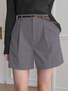 Leriya Fashion Solid Women Grey Cargo Shorts