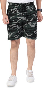 NEO GARMENTS Military Camouflage Men Green Regular Shorts, Gym Shorts, Basic Shorts, Casual Shorts