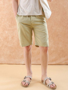 The Indian Garage Co. Striped Men Green Casual Shorts