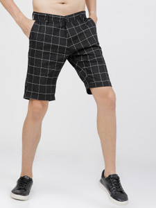 HIGHLANDER Checkered Men Black Chino Shorts