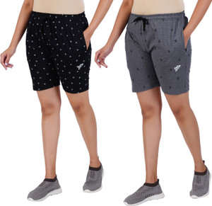 FEEL TRACK Printed Men Black, Grey Regular Shorts