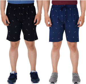 Guide Printed Men Dark Blue, Blue Bermuda Shorts