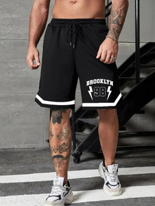 CULISH पुरुषों के लिए प्रिंटेड काला स्पोर्ट्स शॉर्ट्स