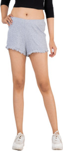 ZaaHii Solid Women Grey Basic Shorts