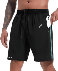 Just Rider Solid Men Black Sports Shorts
