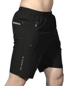 Renessa Solid Men Black Sports Shorts