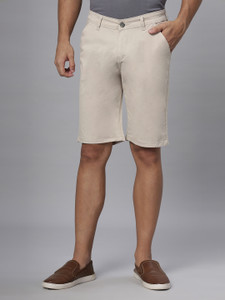 Hence Self Design Men Beige Chino Shorts