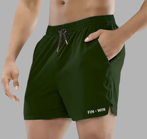 FINWIN Solid, Printed, Graphic Print Men Black, Dark Green Running Shorts, Gym Shorts, Sports Shorts