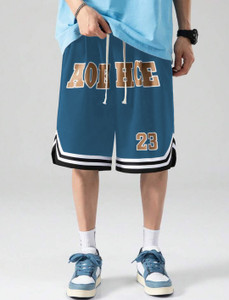 LOTHRIC Color Block Men Blue Gym Shorts