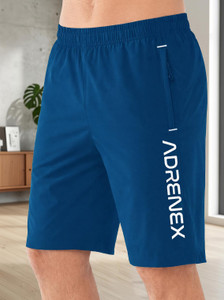 Adrenex Printed Men Blue Sports Shorts