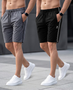 Guide Solid Men Black, Grey Basic Shorts