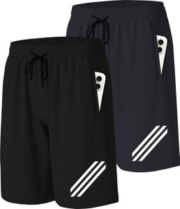 AVOLT Solid Men Grey, Black Sports Shorts