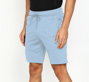 INDICLUB Self Design Men Light Blue Casual Shorts