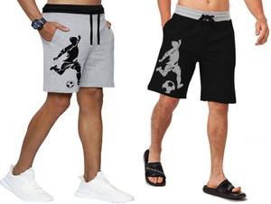 Trendolo Printed Men Grey, Black Casual Shorts