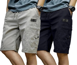 ZARTHA Solid Men Grey, Dark Blue Cargo Shorts