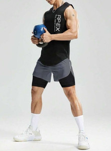 CULISH Color Block Men Grey Sports Shorts, Gym Shorts