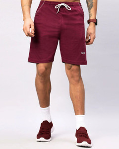 Supercot Solid Men Maroon Regular Shorts, Night Shorts, Basic Shorts, Casual Shorts