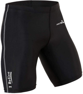 Justwin Solid Men Reversible Black Sports Shorts, Compression Shorts, Cycling Shorts, Swim Shorts