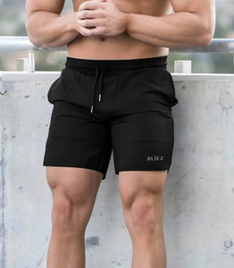 Bliez Solid Men Black Basic Shorts, Boxer Shorts, Gym Shorts, Regular Shorts
