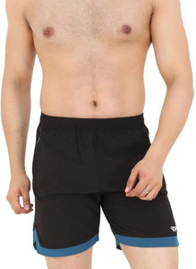 Kyk Solid, Color Block Men Black Regular Shorts, Gym Shorts, Cycling Shorts, Running Shorts
