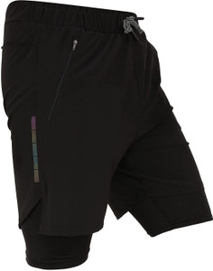 Kyk Solid Men Black Gym Shorts, Sports Shorts, Cycling Shorts