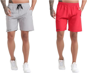 BLUE STAR SHARK Solid Men Grey, Red Casual Shorts