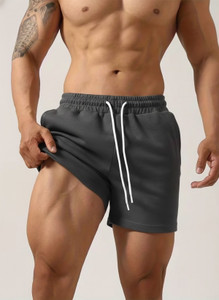 PRAVAHA Solid Men Dark Grey Regular Shorts