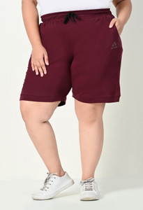 Alza Solid Women Maroon Regular Shorts