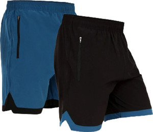 Sportinger Solid Men Black, Grey Regular Shorts