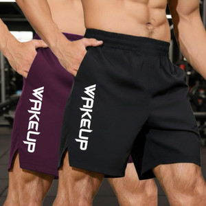 LOTHRIC Printed Men Black, Maroon Sports Shorts