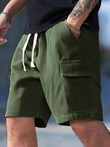 deslizar Solid Men Light Green Baggy Shorts